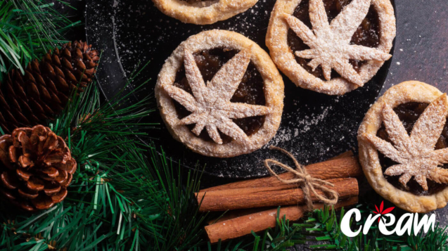 Festive photo of cannabis baked goods at CREAM cannabis dispensary in Jersey City.